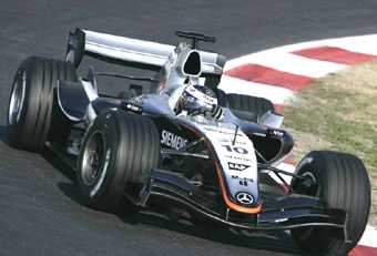 Juan Pablo Montoya driving the MP4-20 for the first time